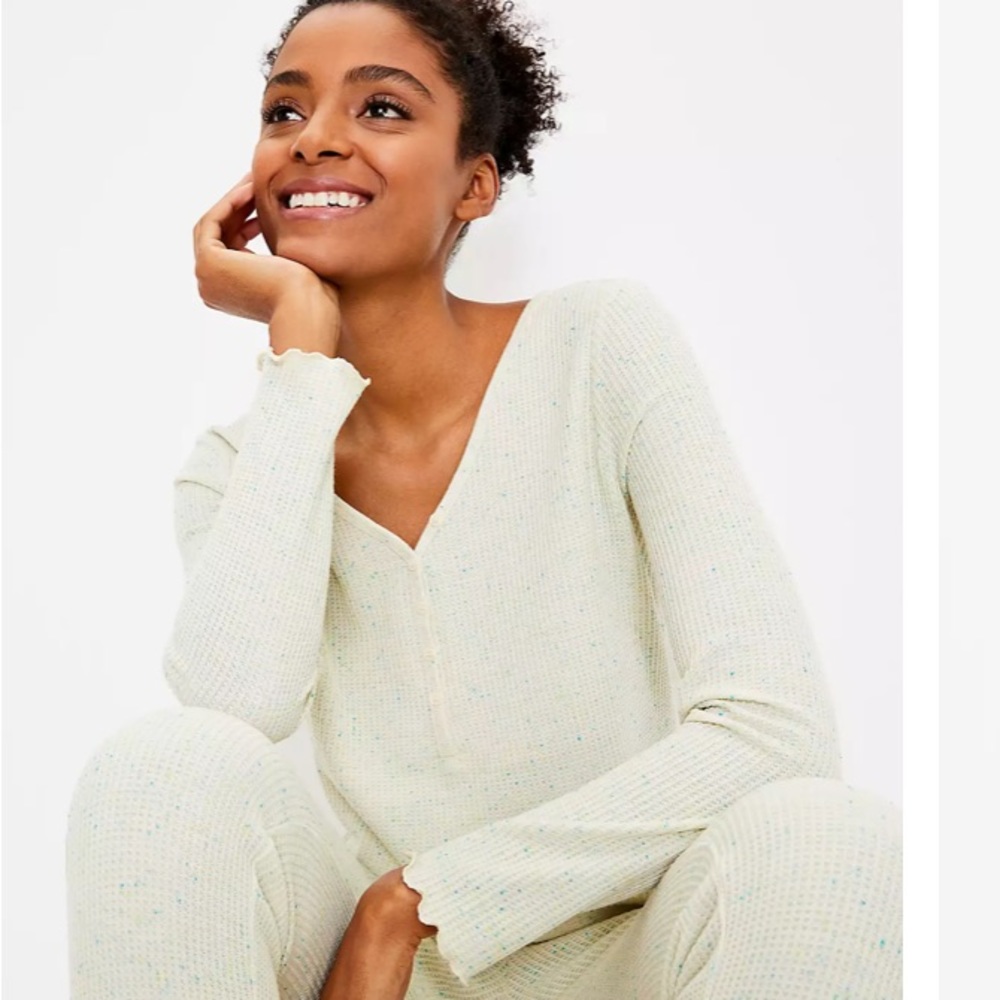 LOFT NWT Women's Flecked Waffle Pajama Top and Jogger Pants